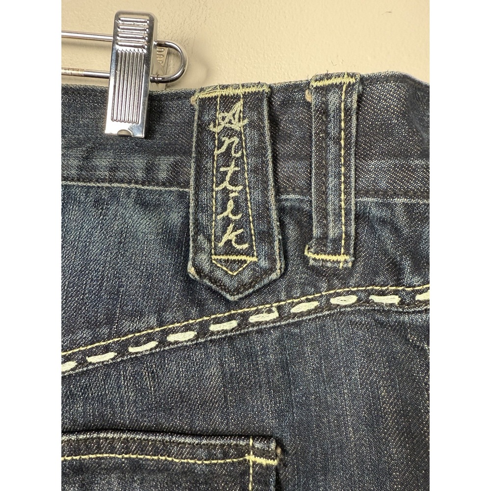 Antik Denim Jean Shorts Embroidered Flap Pocket Distressed Jorts Streetwear Y2K - Picture 7 of 12